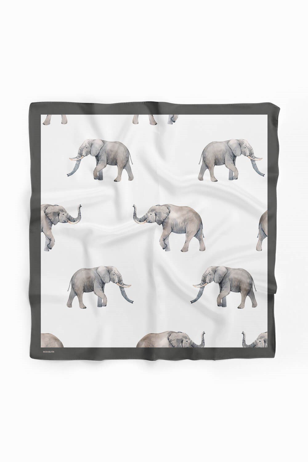Violla Z10 Kadın Fil Desenli Bandana 50x50 Gri Beyaz DG0492-22 Snz