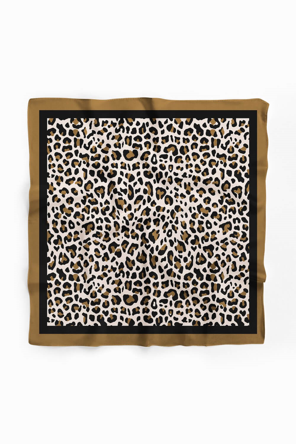 E31 Kadın Kahve Siyah Benek Desenli 50x50 Bandana HYL DG01356-22