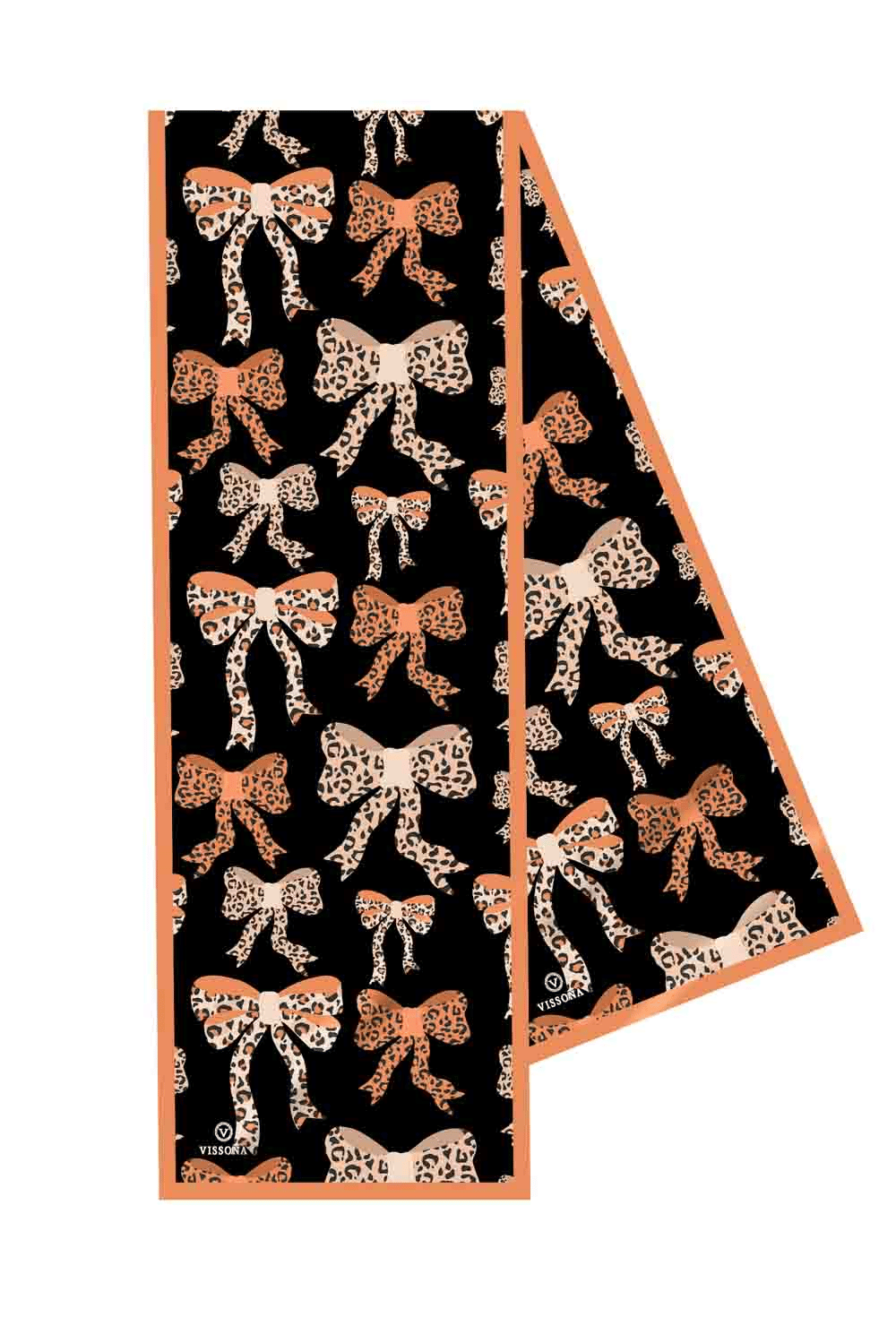 SATEN İPEK LEOPAR FİYONK DESENLİ KADIN FULAR