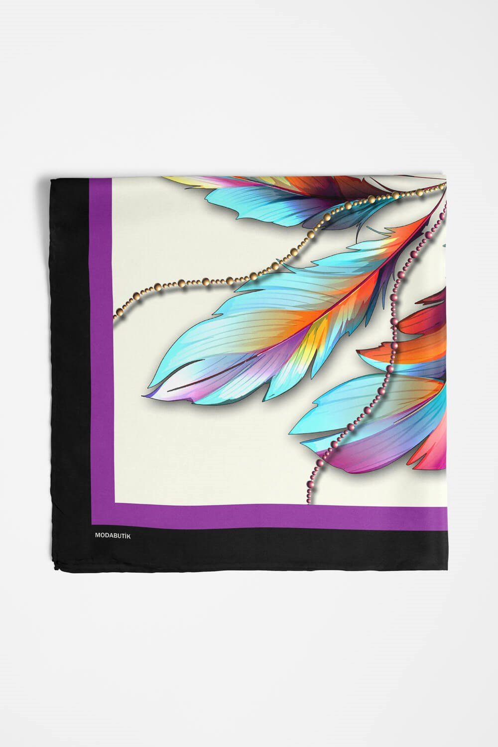 Violla Kadın Leaf Desenli Bandana 50x50 Mor DG0226-22