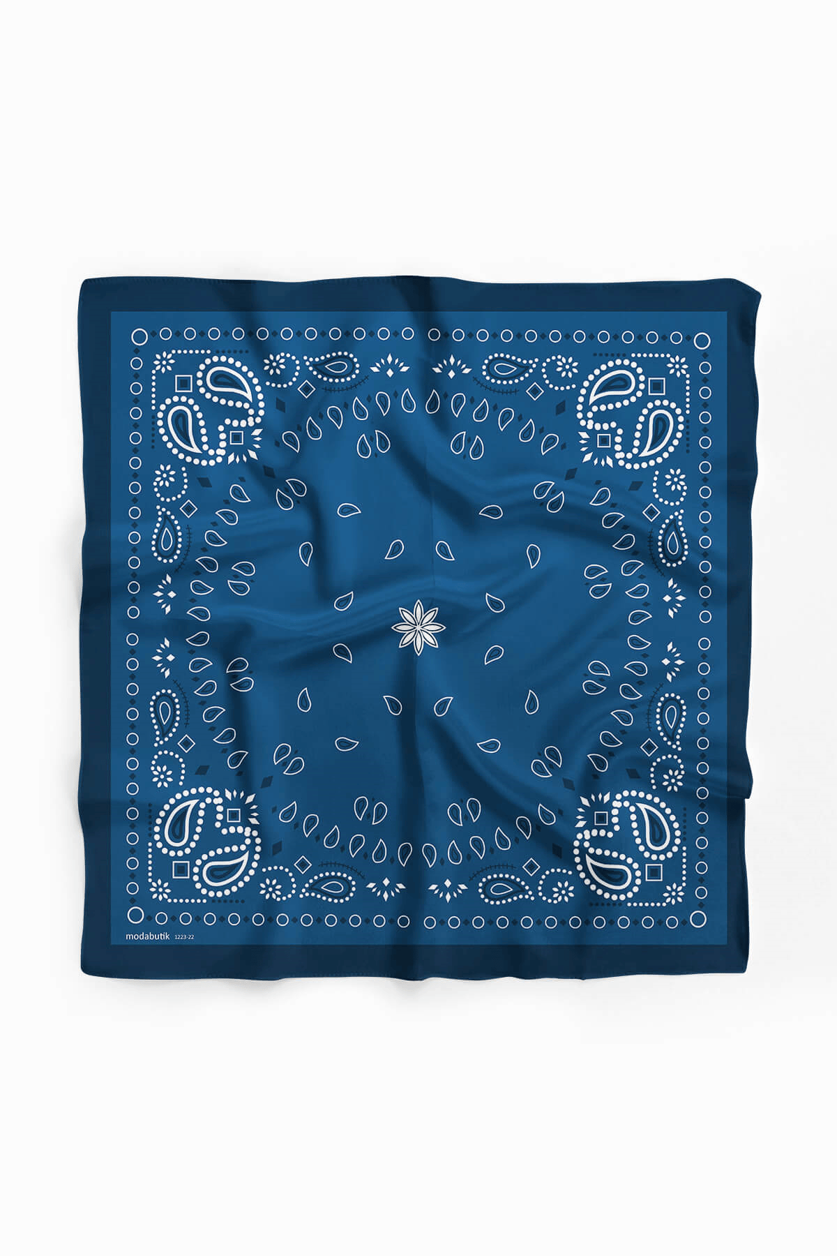 Kadın Mavi Etnik Desenli 50x50 Bandana HYL DG01223-22