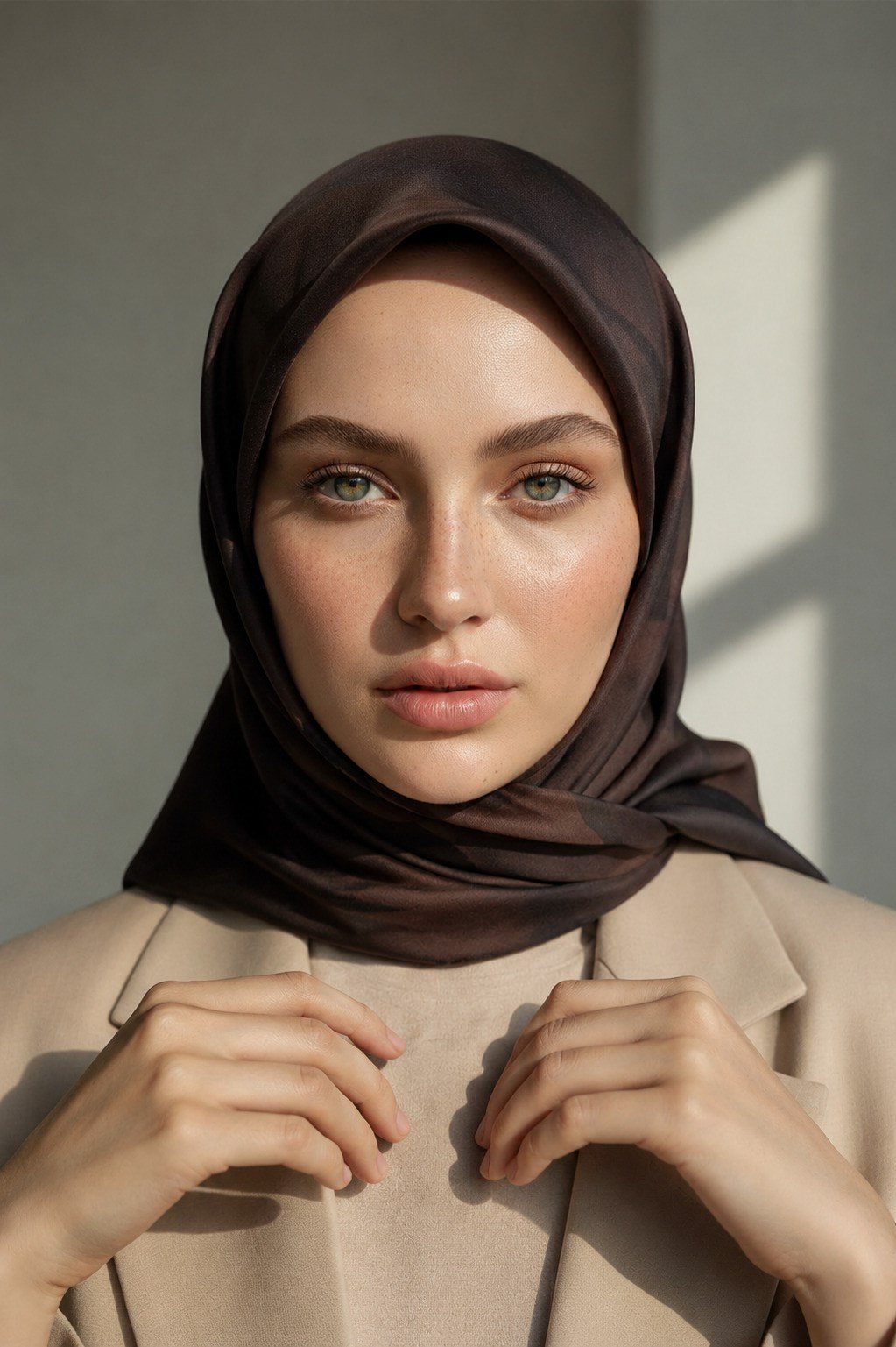 100% Twill İpek Çiçek Desenli Kahverengi Renkli 90x90 Dikim Şekli : El Dikişi Eşarp