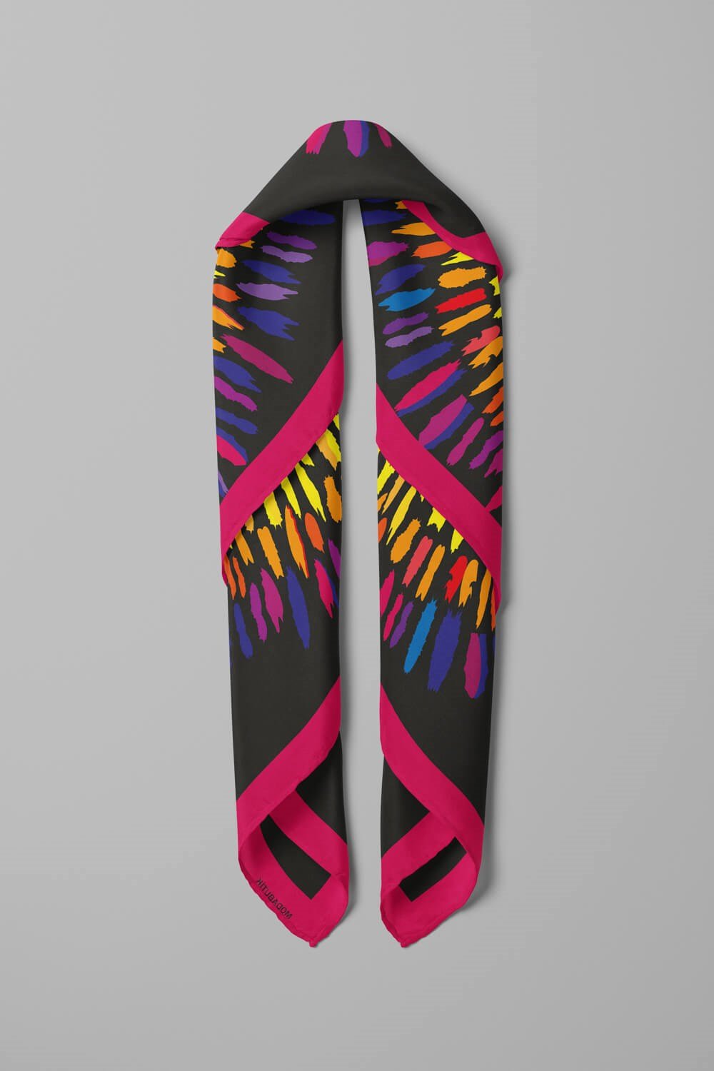 Violla Y67 Kadın Yıldız Desenli Bandana 50x50 Yeşil Mavi DG0345-22