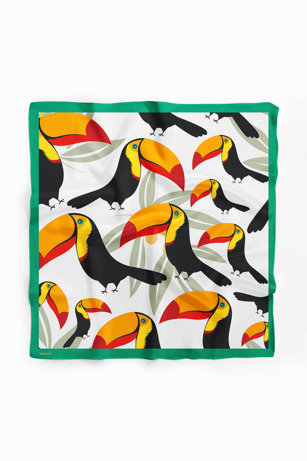 Y40 Kadın Tropik Desenli Bandana 50x50 Turuncu DG0180-22 Snz