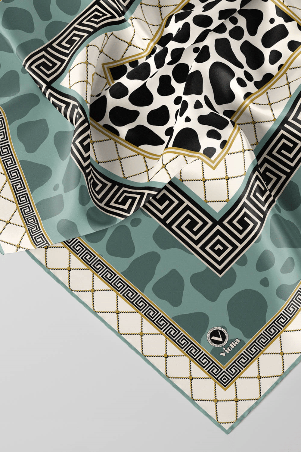 Twill Taş Desenli Mint Yeşili Renkli 90x90 Eşarp (İpek İçermez) Kenar Dikiş Şekli El Dikişli