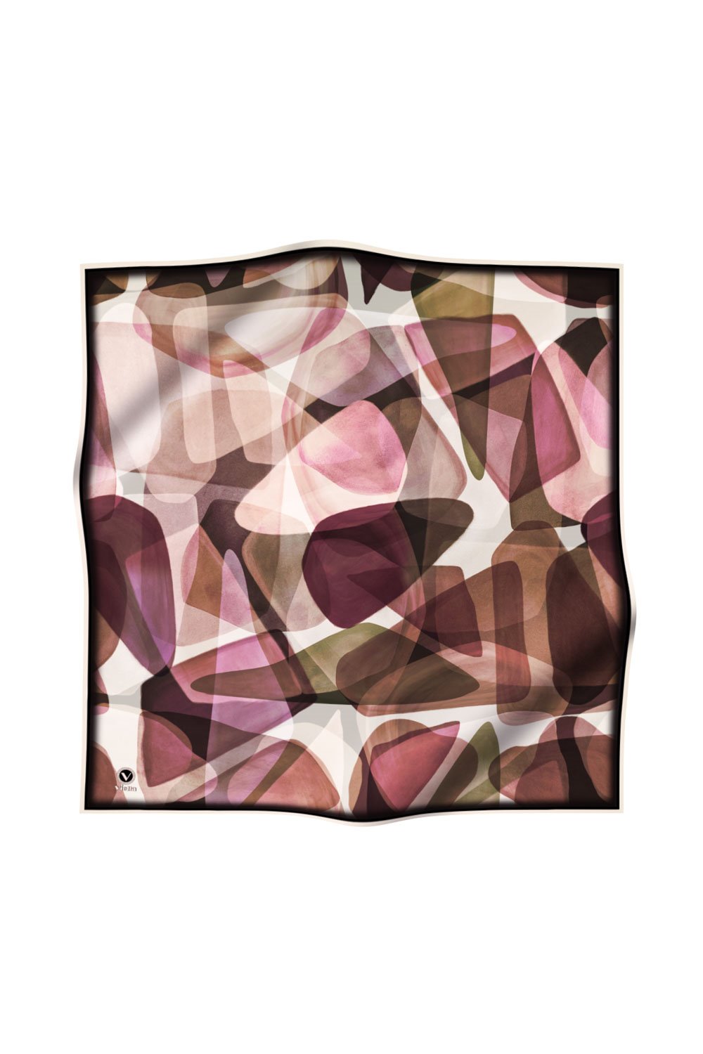 Twill Geometrik Batik Desenli Mürdüm Renkli 90x90 Eşarp (İpek İçermez) Kenar Dikiş Şekli El Dikişli