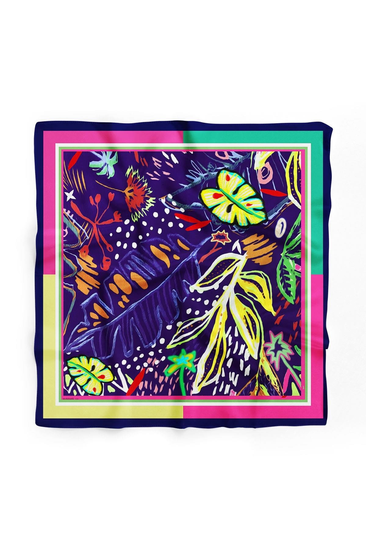 Violla E70 BÜYÜK TROPIC YAPRAKLI MODERN BANDANA DG12455