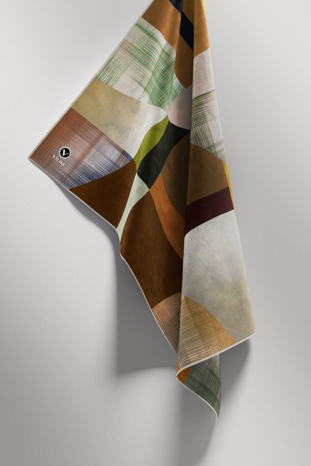 Twill Geometrik Desenli Vizon Renkli 90x90 Eşarp (İpek İçermez) Kenar Dikiş Şekli El Dikişli