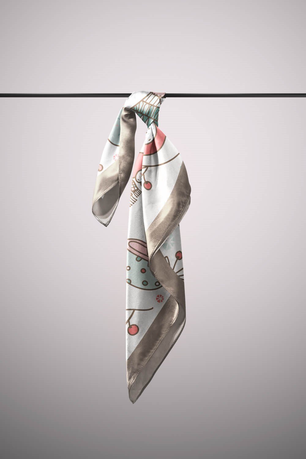 Violla Y56 Kadın Winter Desenli Bandana 50x50 Beyaz DG0138-22