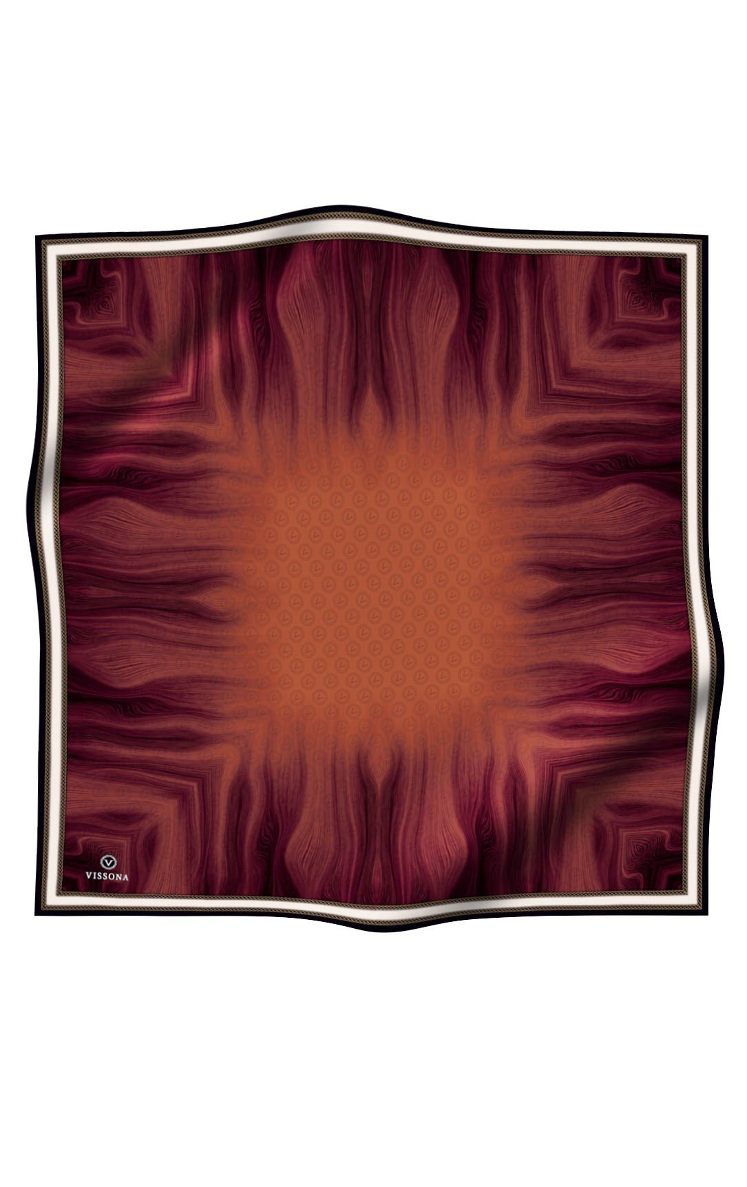 100% Twill İpek Monogram Desenli Taba Renkli 90x90 Dikim Şekli : El Dikişi Eşarp