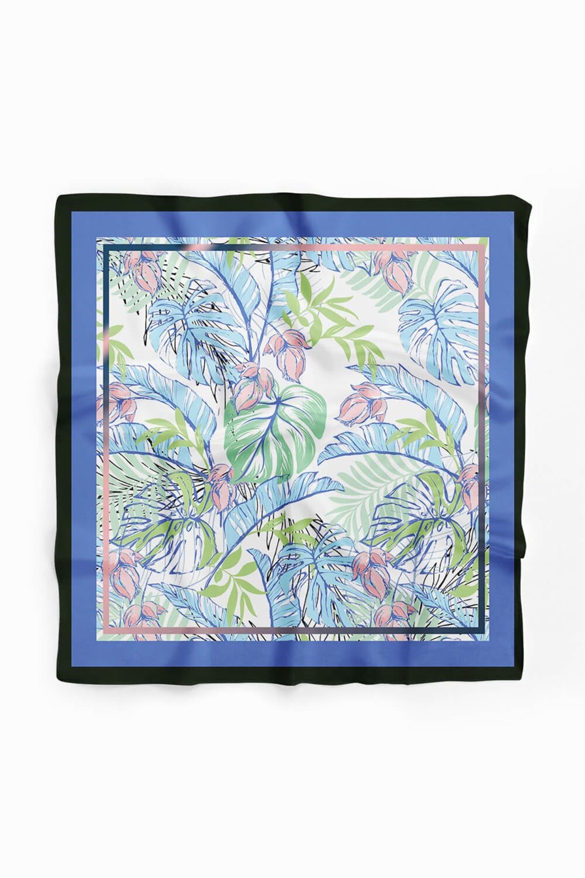 Violla A100 Kadın Yeşil Yaprak Desenli 50x50 Bandana HYL DG01349-22