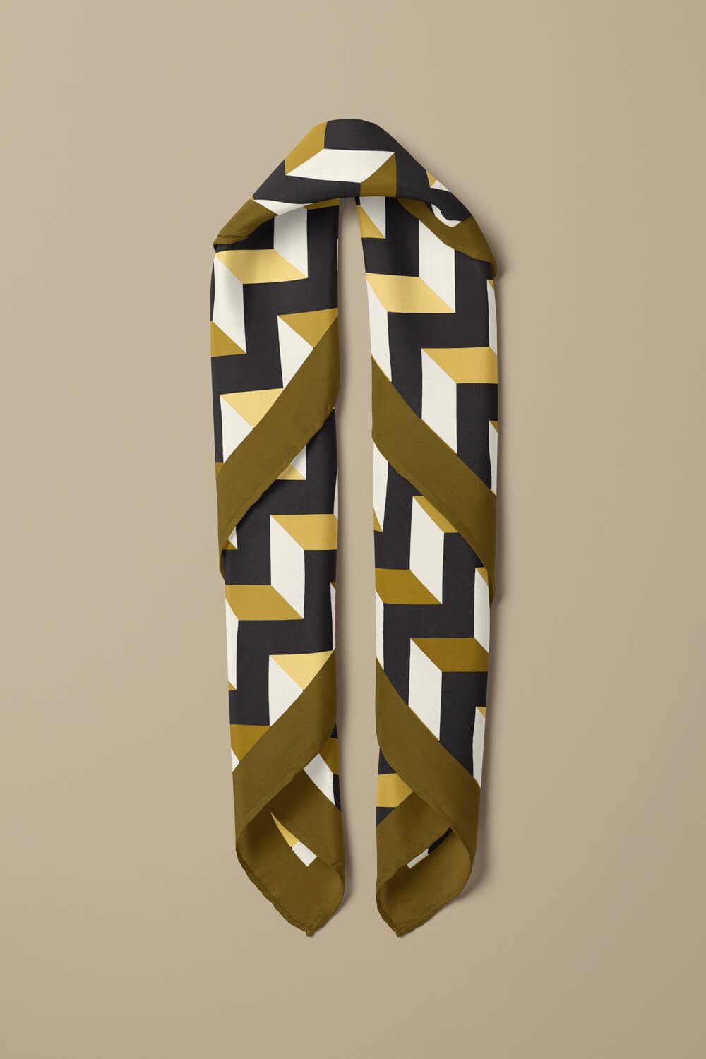 D120 Kadın Üçgen Desenli Bandana 50x50 Sarı DG0328-22