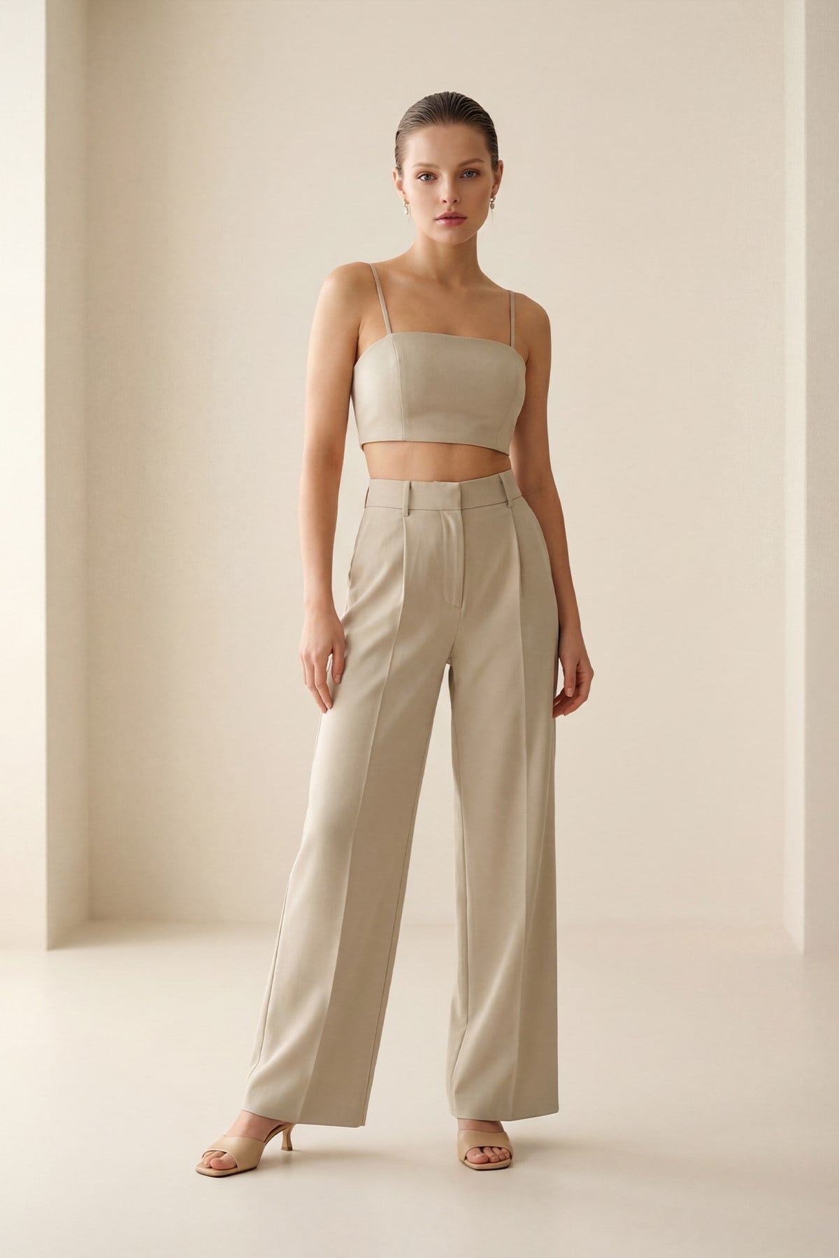 Vizon İnce Askılı Crop Bluz
