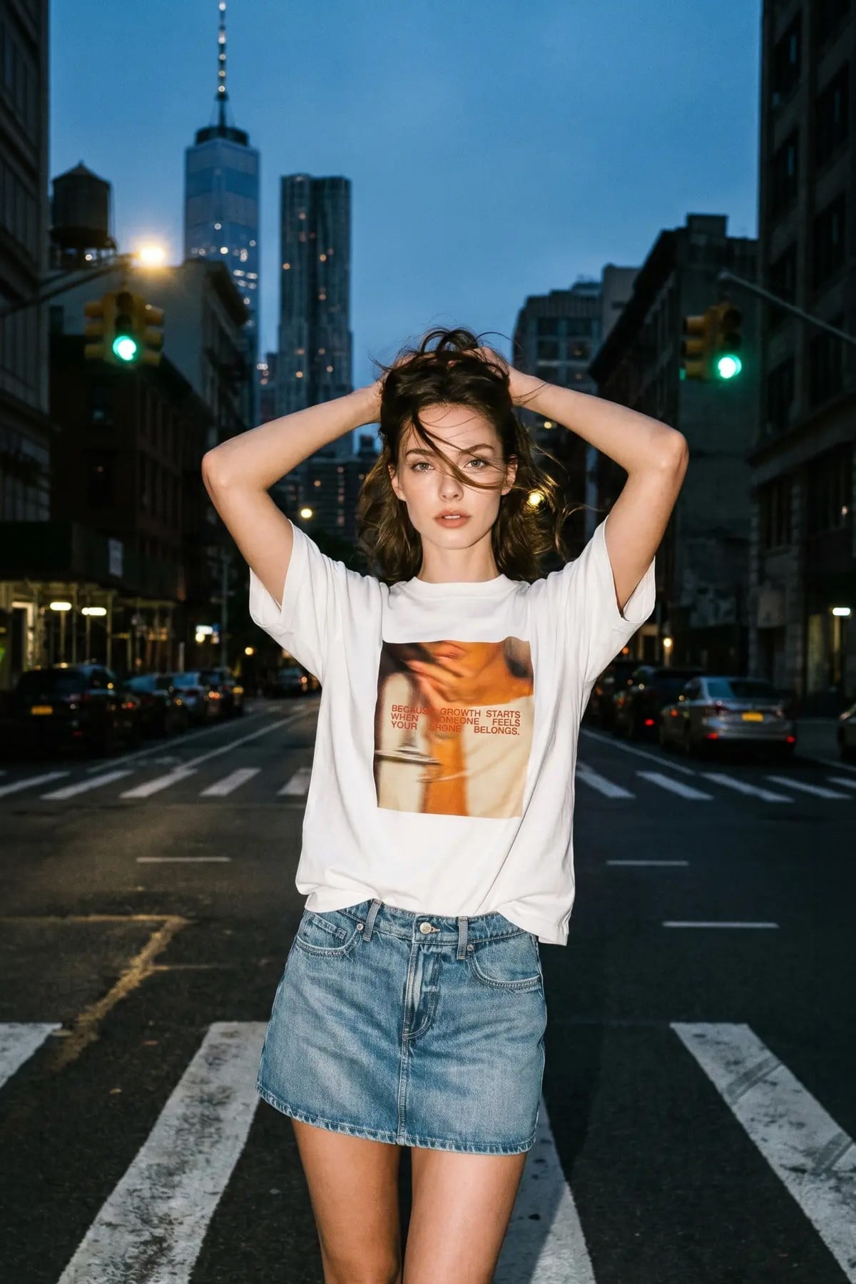 Ekru Amia&Co. Oversize Baskılı Bisiklet Yaka Basic Kısa Kollu Kadın T-Shirt