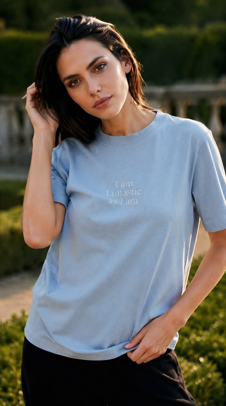 Mavi %100 Pamuk Amia&Co. Basic Bisiklet Yaka Baskılı Kısa Kollu Kadın T-Shirt