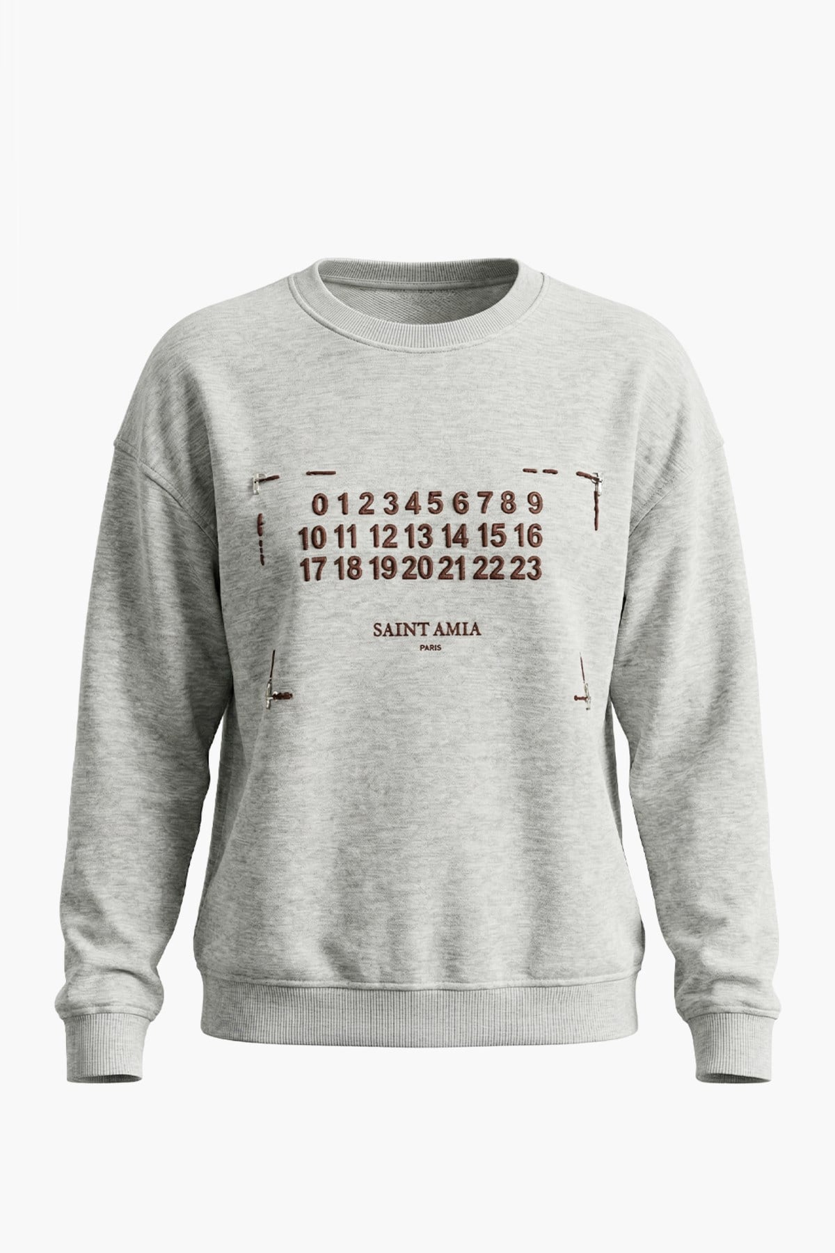 Gri Amia&Co. Bej Oversize Baskılı Kadın Sweatshirt