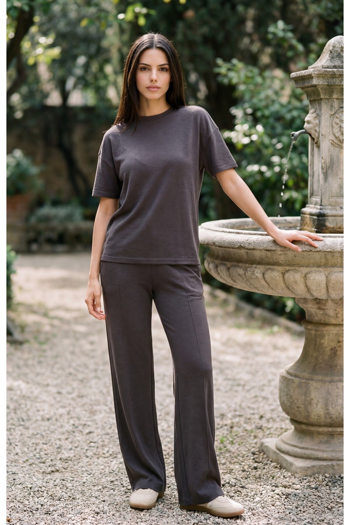 Kahve Amia&Co Marka Oversize Kadın Eşofman Alt Üst Takım