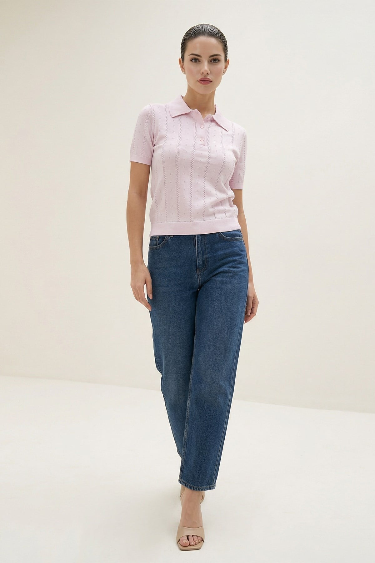 Pembe Amia&Co. Polo Yaka Kısa Kollu Triko