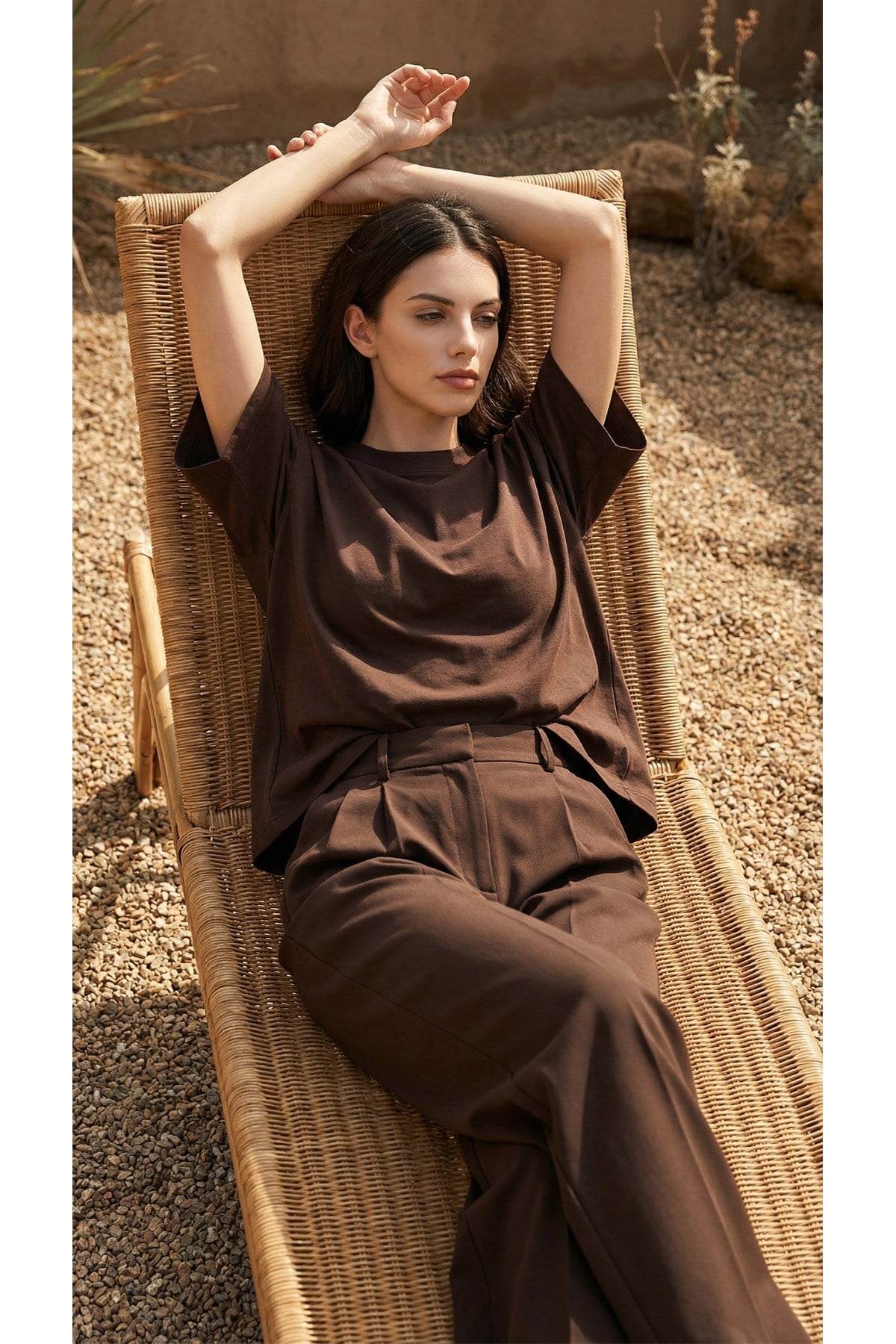 Siyah Amia&Co Marka %100 Pamuk Oversize Basic Kısa Kollu Bisiklet Yaka Kadın T-Shirt