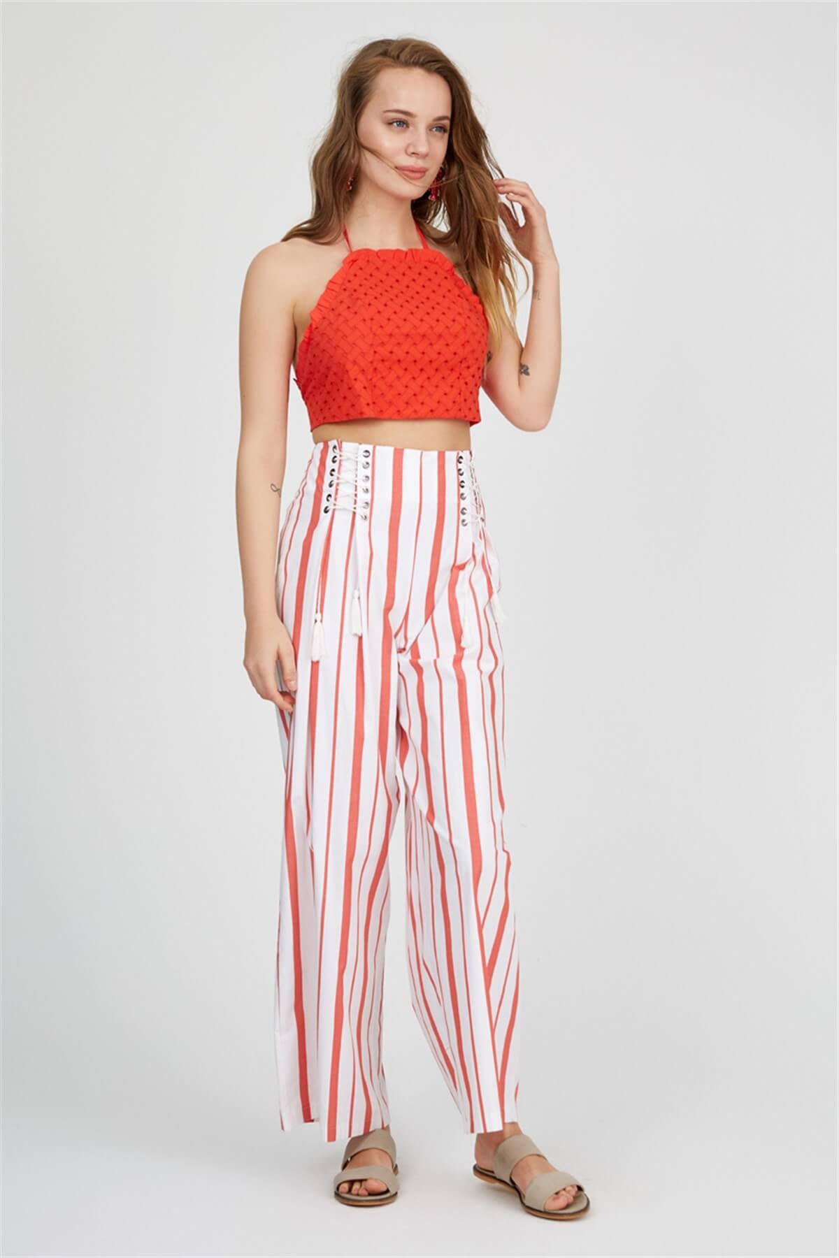 Coral  Yellow Shirt Collar Balloon Sleeve Belt Below Knee Midi Length Buttoned Dress