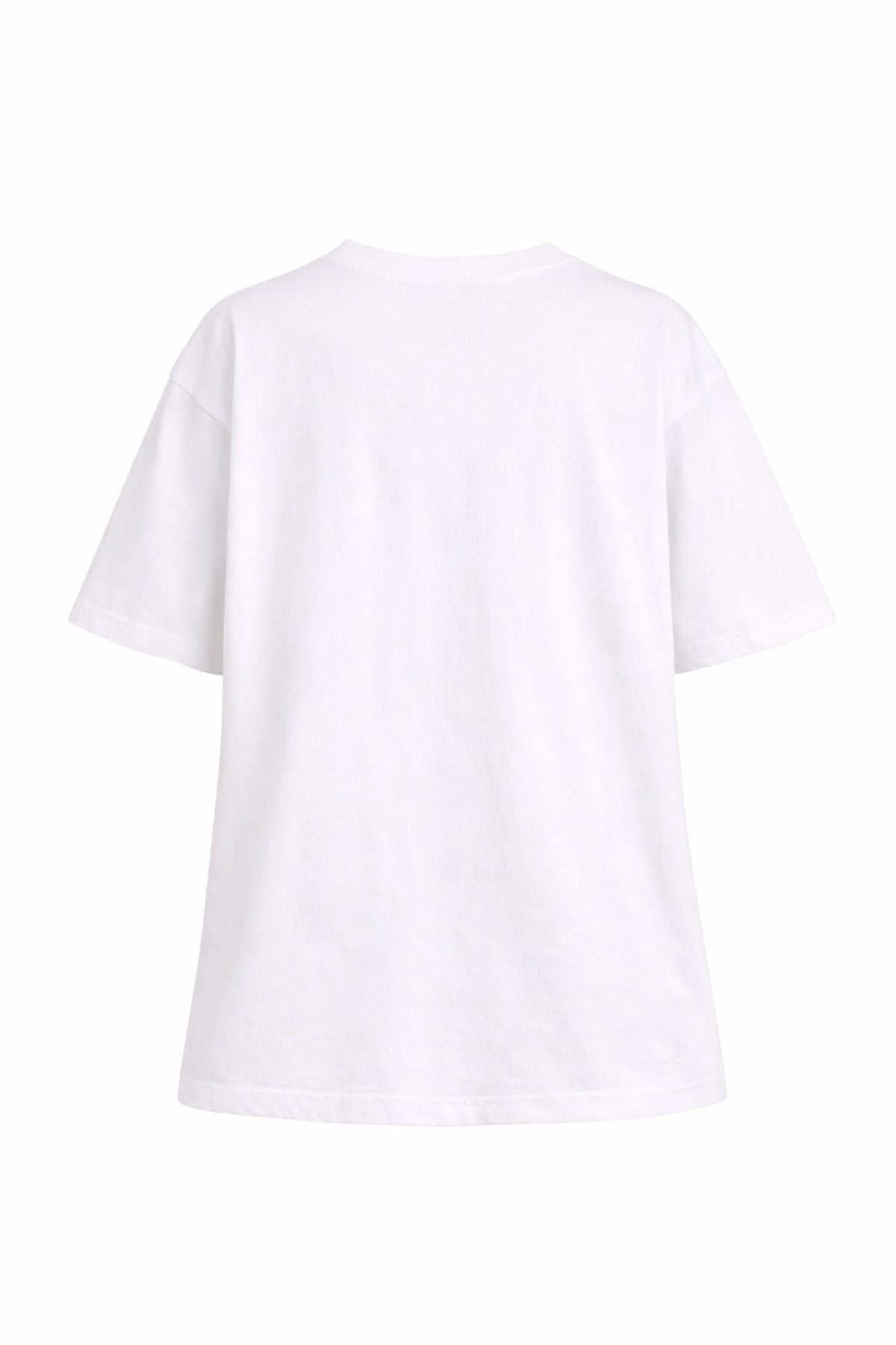 Ekru %100 Pamuk Amia&Co. Basic Bisiklet Yaka Baskılı Kısa Kollu Kadın T-Shirt
