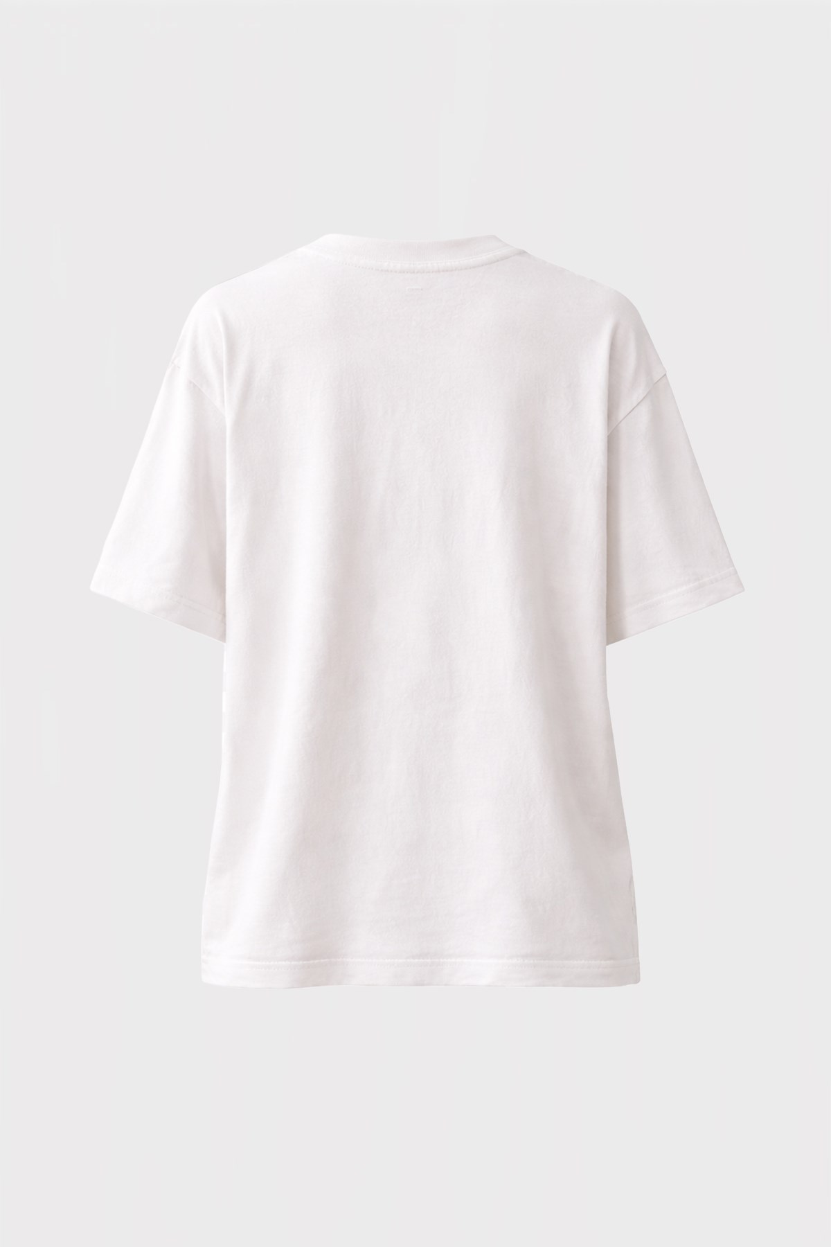 Ekru Amia&Co. Oversize Bisiklet Yaka Minimal Çanta Baskılı Kadın T-Shirt