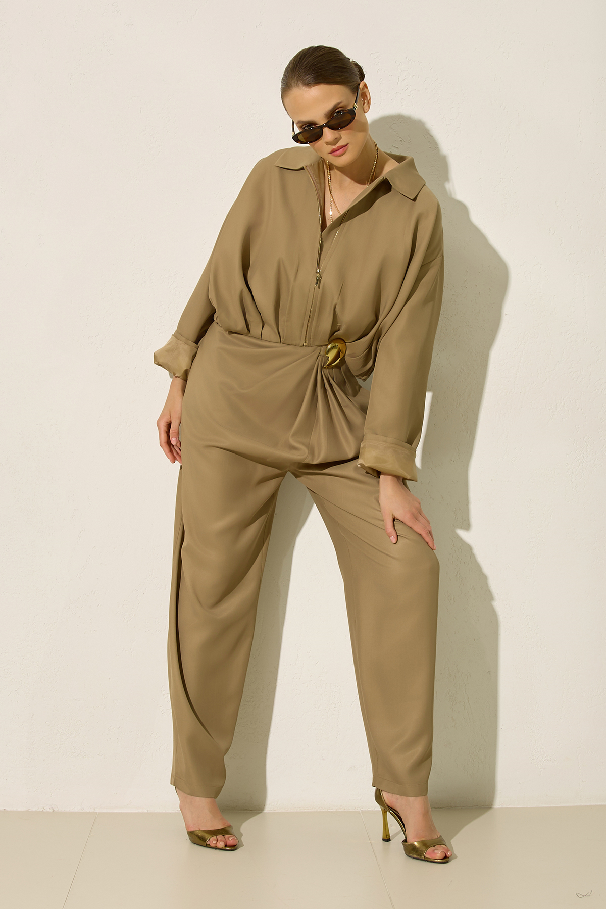 Olive Ceket Ve Pantolonlu Takım