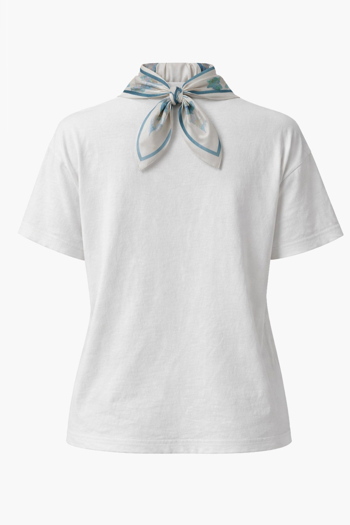 Ekru Amia&Co. Bisiklet Yaka Fular Detaylı Vintage Vazo Baskılı Oversize T-Shirt
