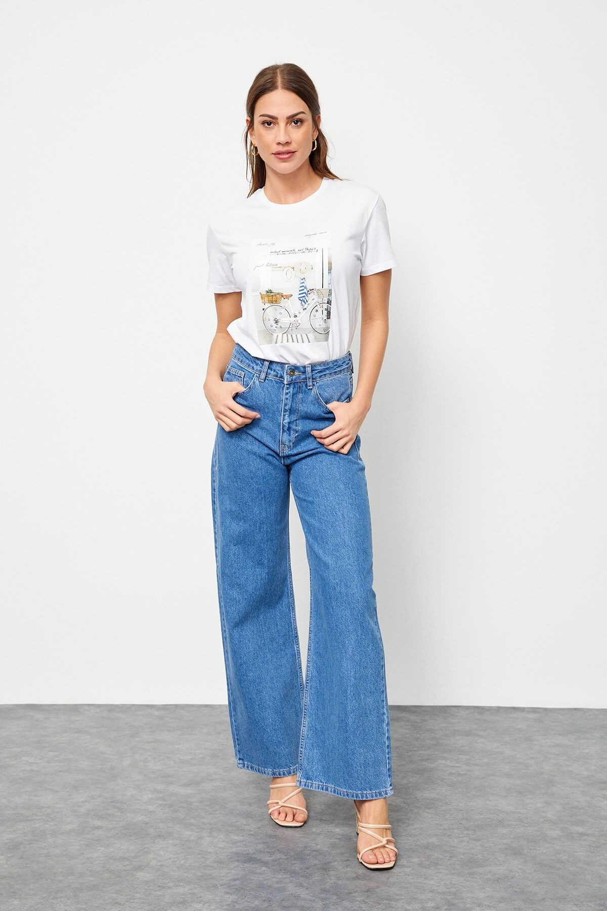 Açık Mavi Yüksek Bel Bol  Paça JeanST060S20437007