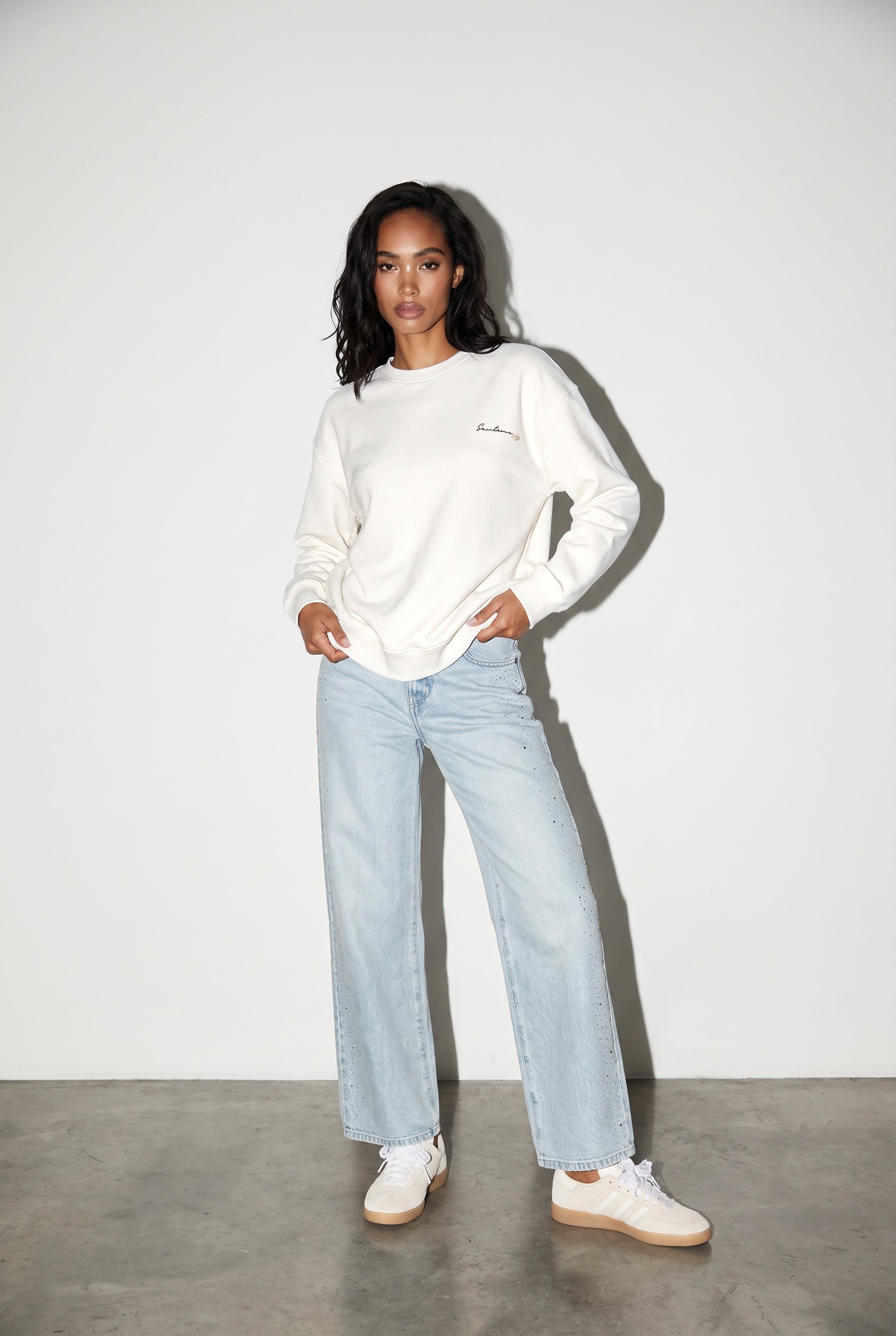 Ekru Amia&Co Baskı Detaylı Oversize Sweatshirt
