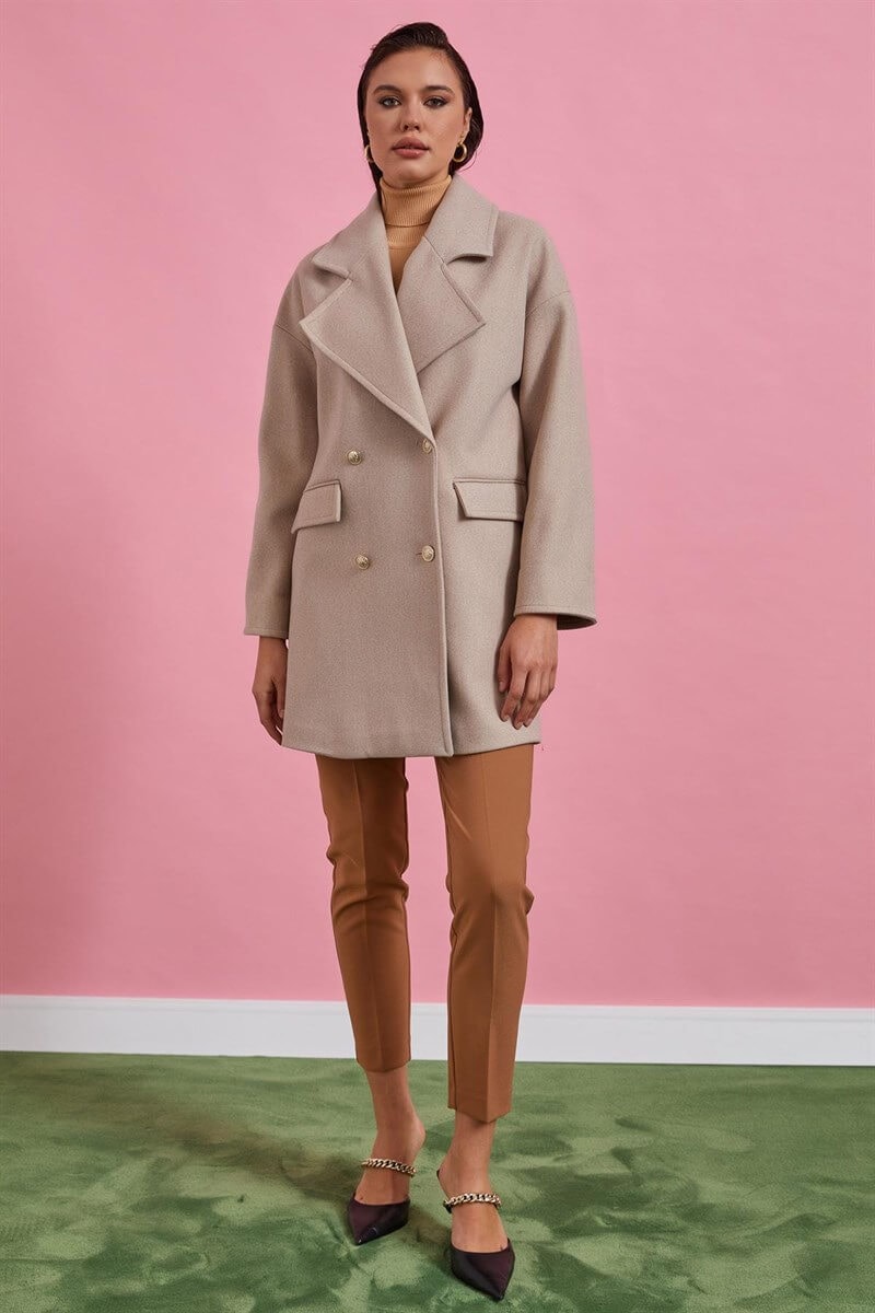 Bej Kruvaze Oversize Kaşe KabanST060W64135002