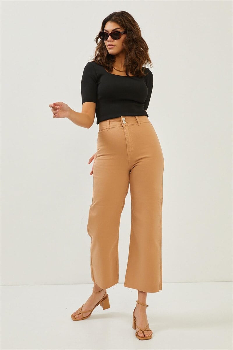 Bej Yüksek Bel Culotte JeanST060S31683003
