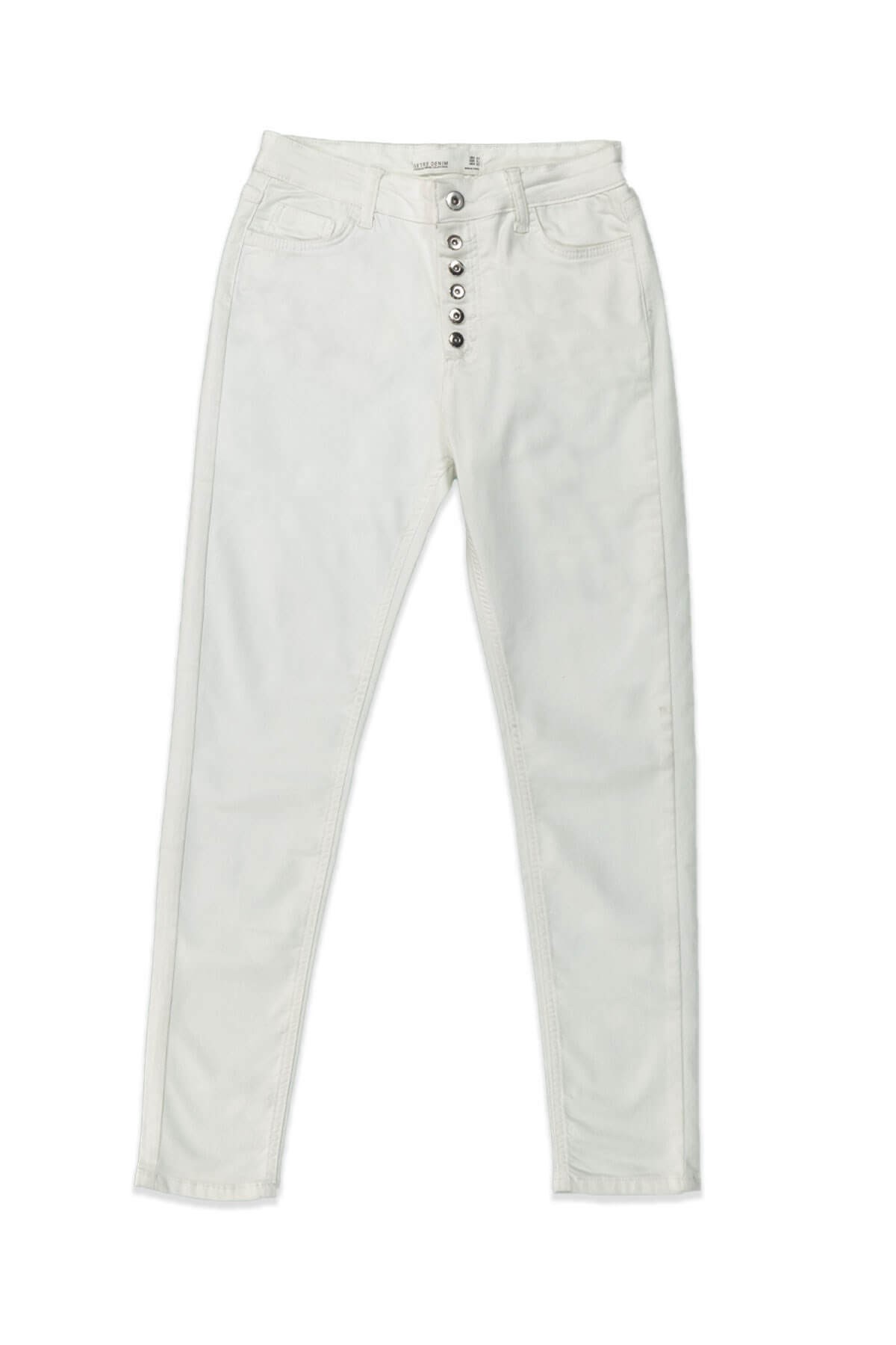 Beyaz Yüksek Bel Düğmeli JeanST040S200701