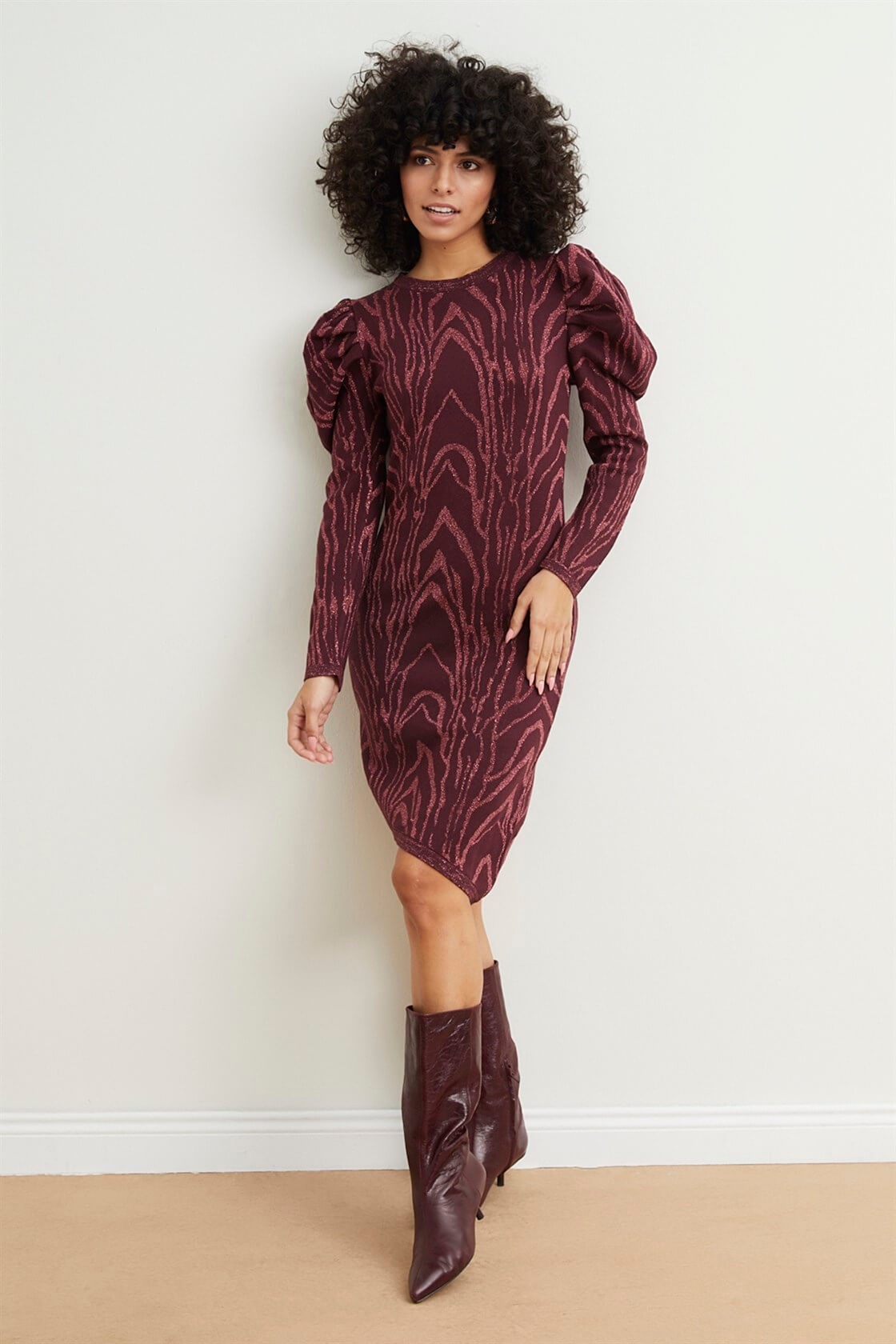 Bordo 2YB4CTR0114 TRİKO ELBİSE
