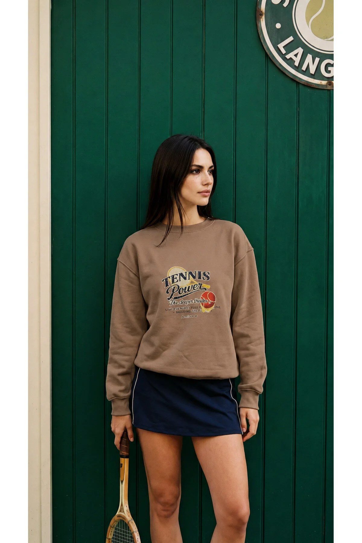 Açık Kahve Baskılı Sweatshirt