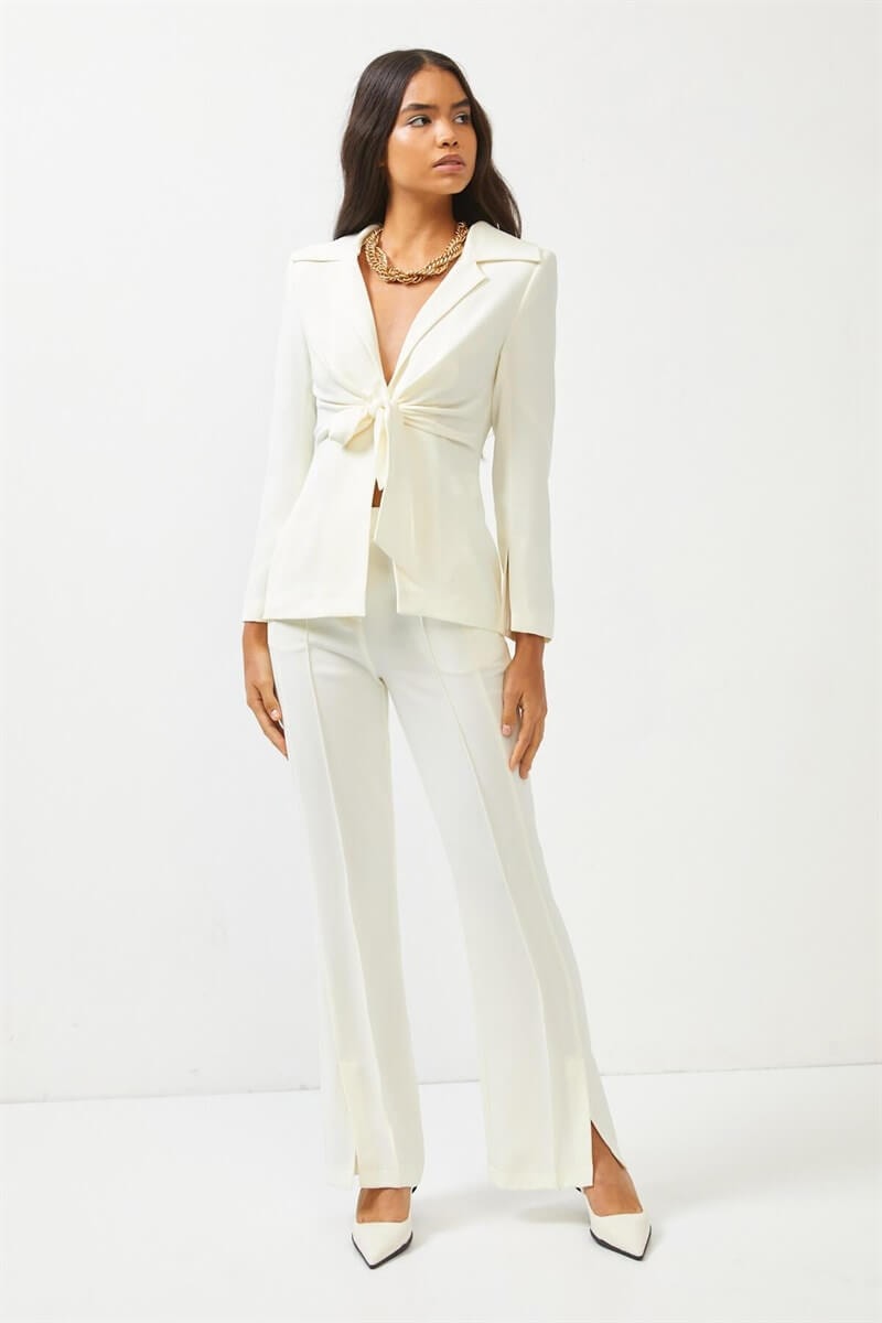 Ekru Bağlama Detaylı Kruvaze Blazer CeketST060S90350001