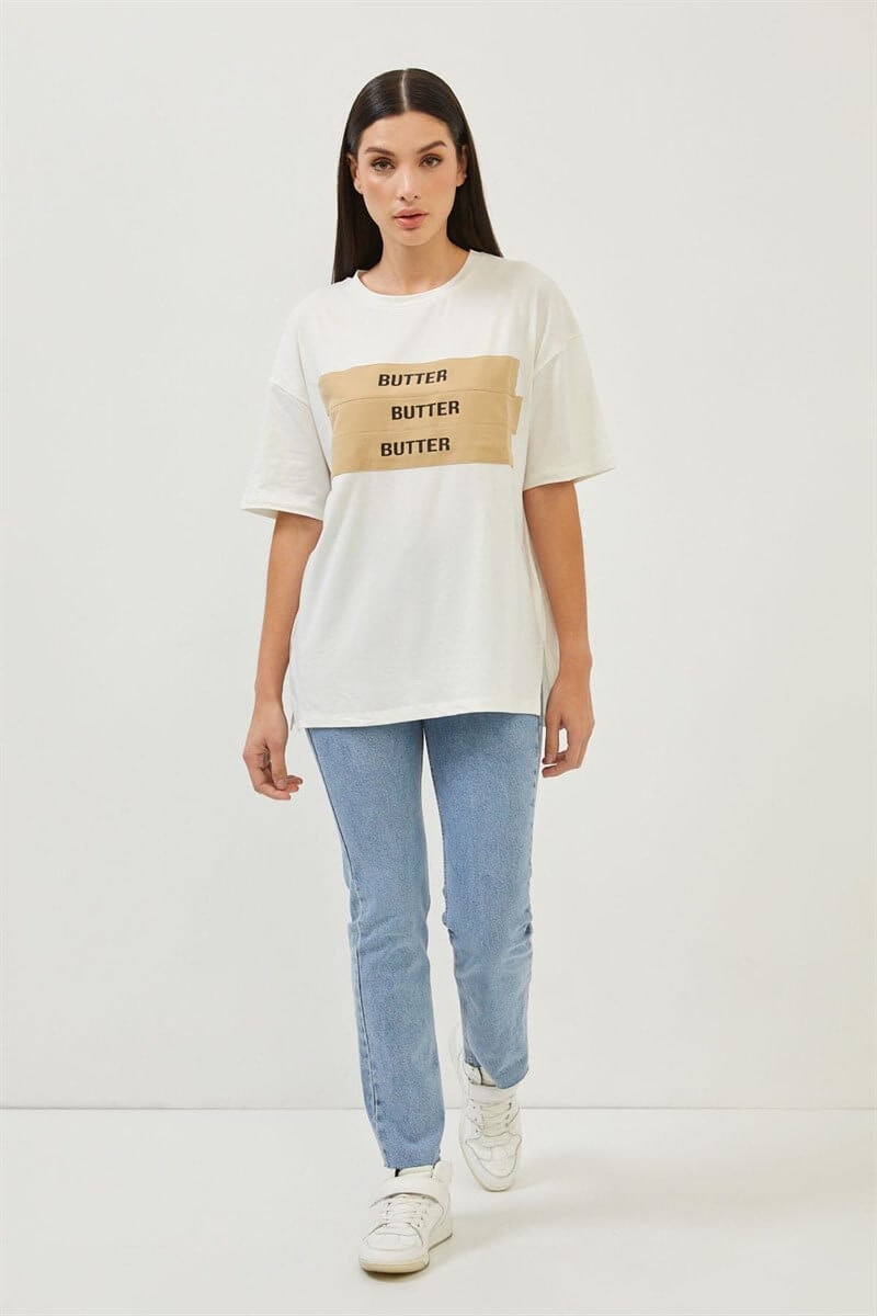 Ekru 1YI2CTS0256 T-SHIRT
