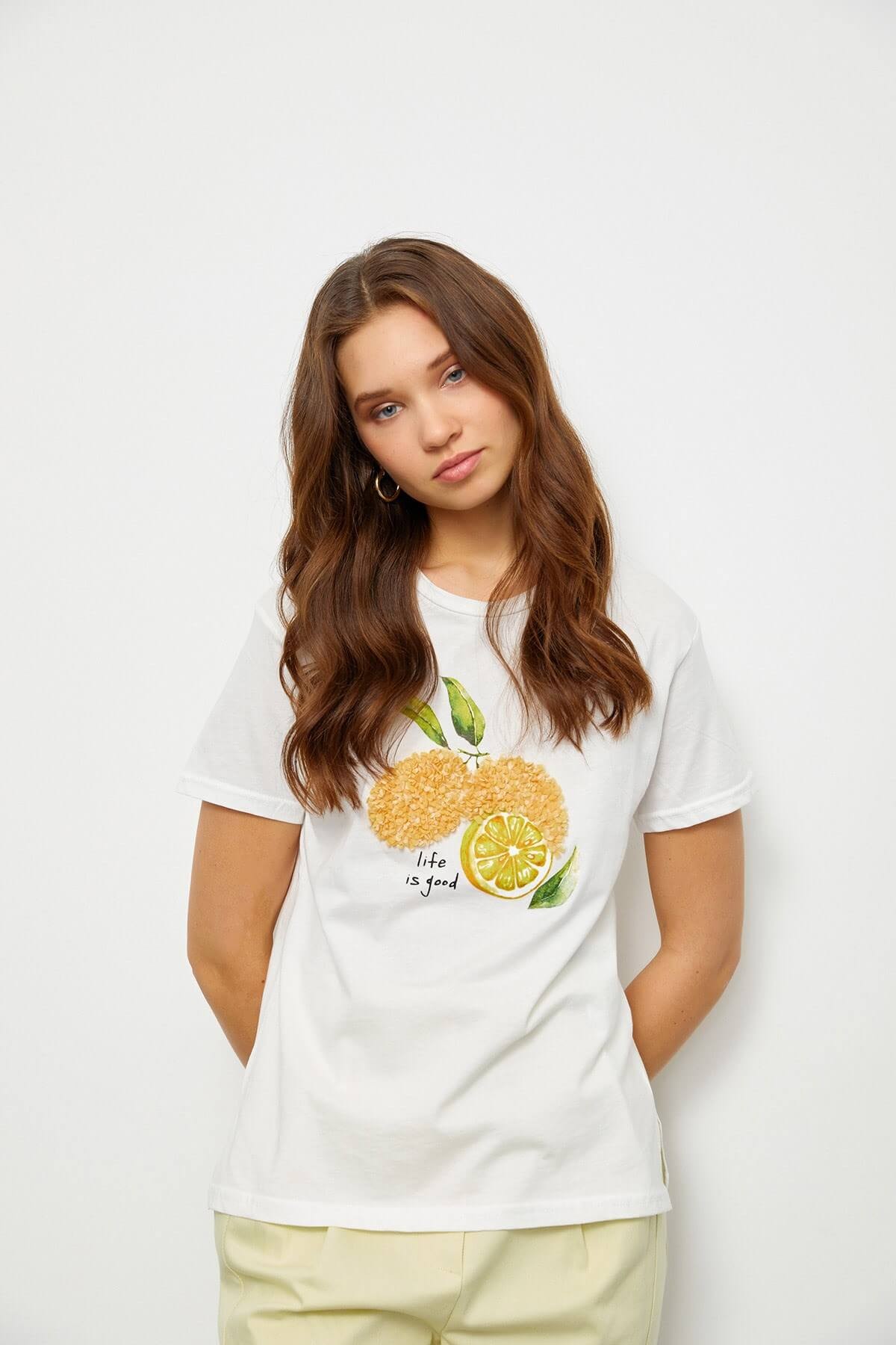 Ekru 2YB2CTS0195 T-SHIRT