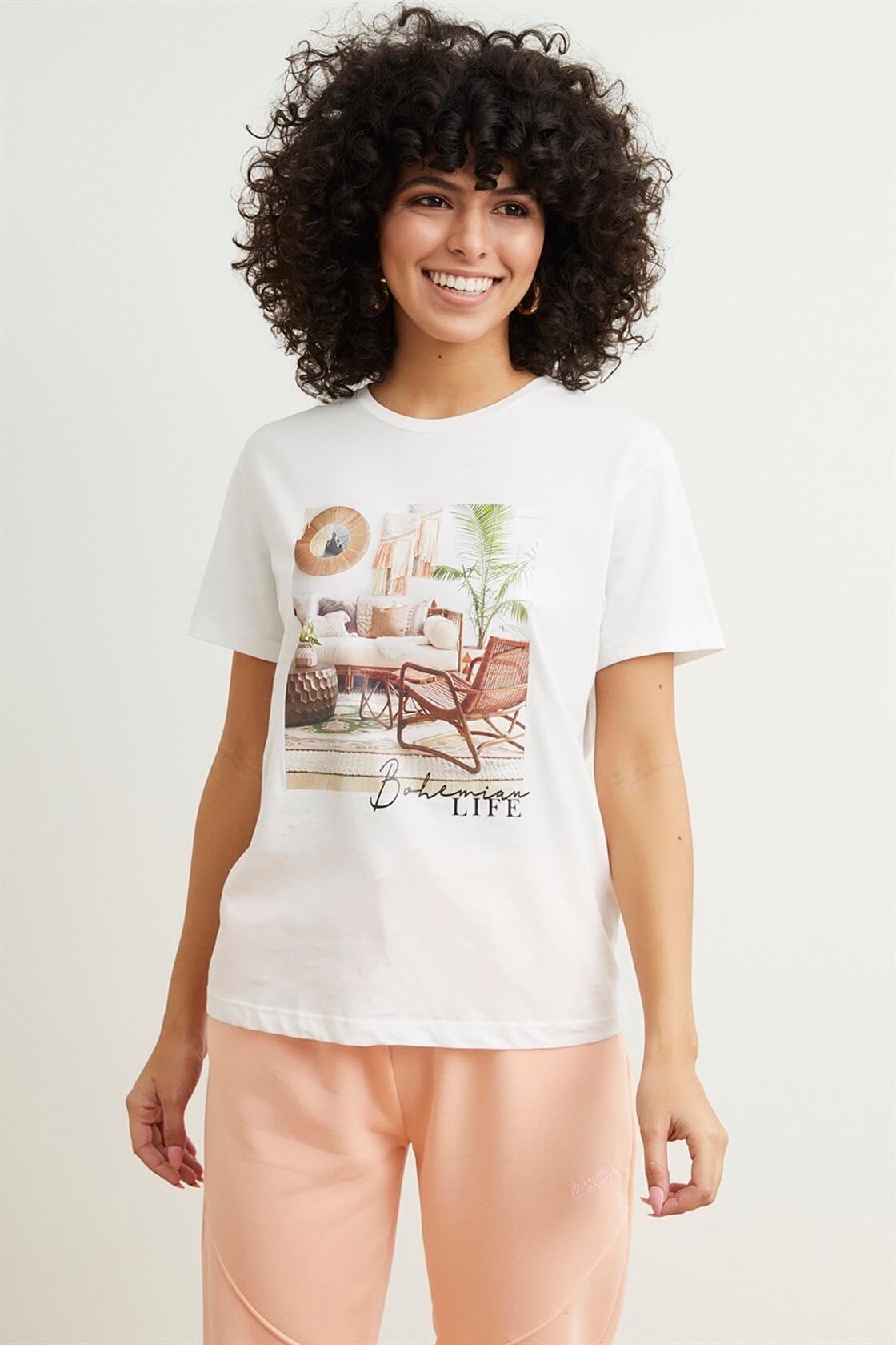Ekru 2YM2CTS0143 T-SHIRT