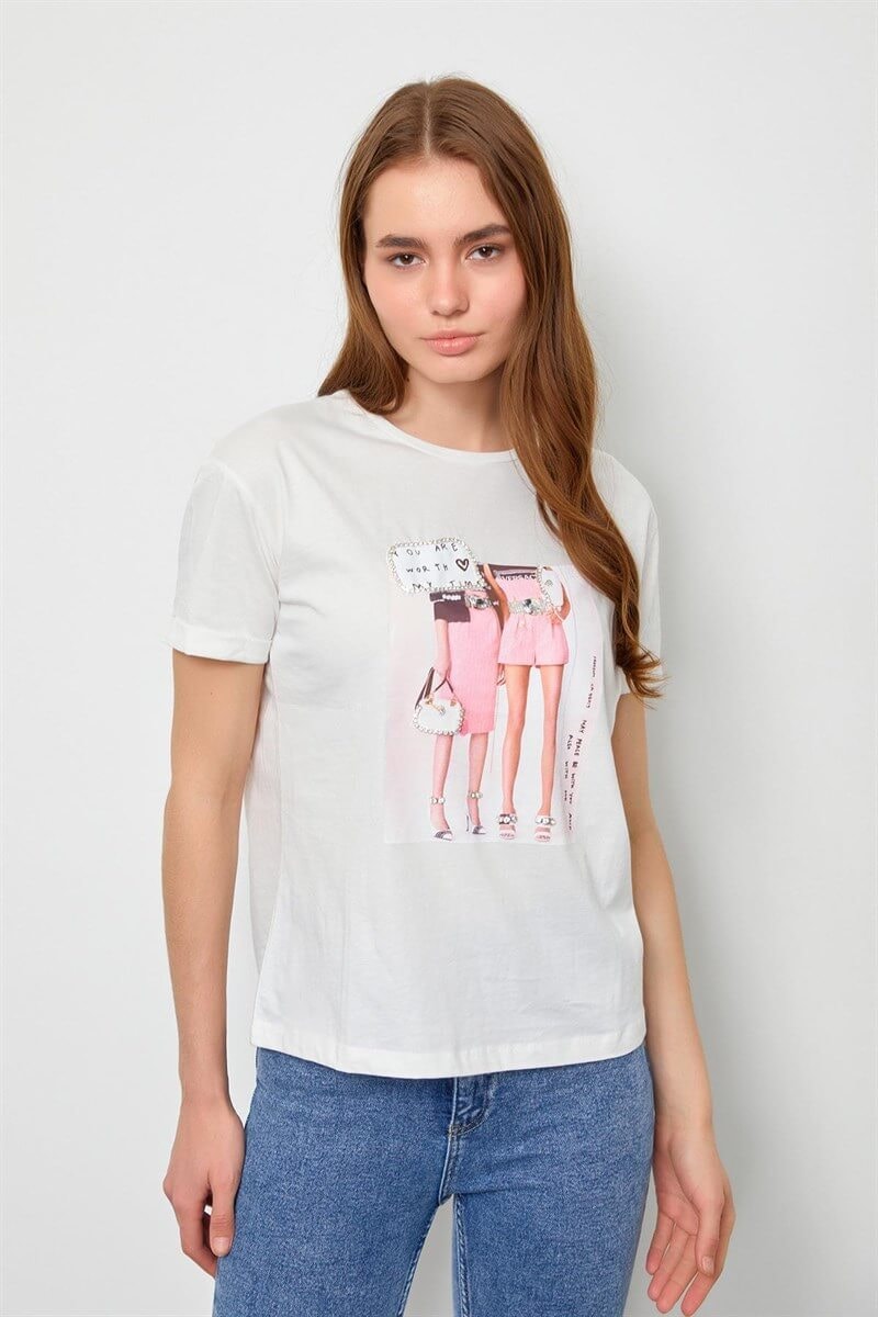 Ekru 2YB2CTS0214 T-SHIRT