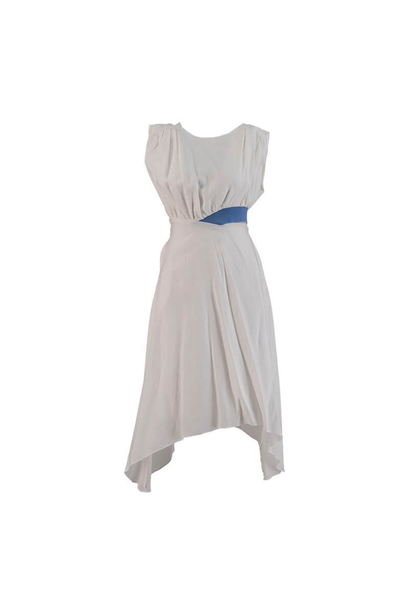 Ekru-Bebe Mavi Cut Out Detaylı Midi Boy ElbiseST060S40001001