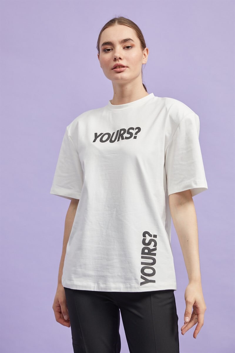Ekru Bisiklet Yaka Baskılı T-ShirtST060W71210001