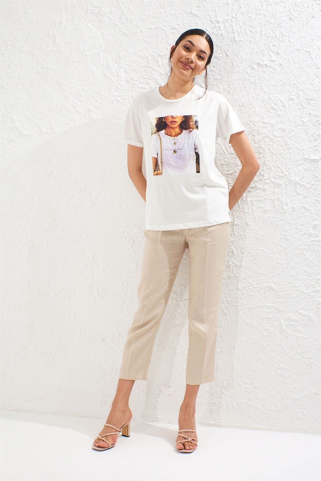 Ekru 2YM2CTS0128 T-SHIRT