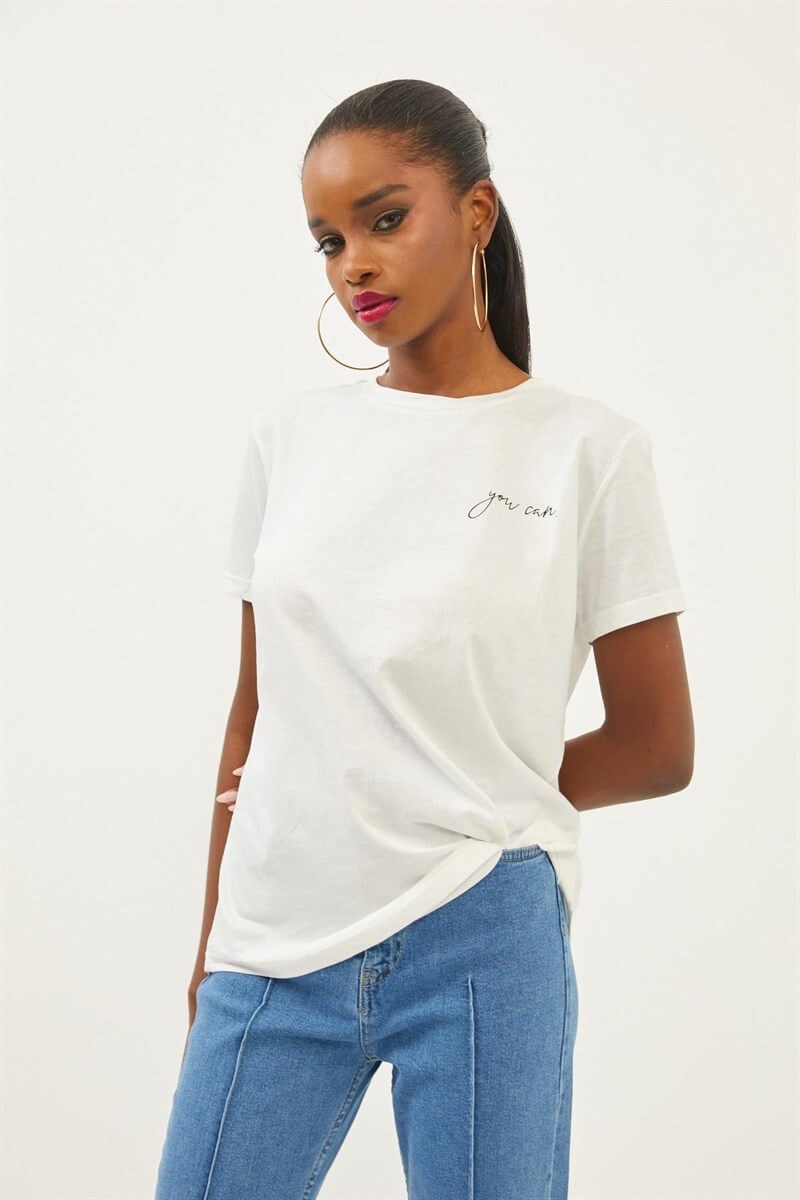 Ekru 2YI2CTS0281 T-SHIRT