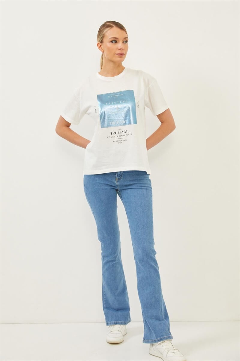 Ekru 2YI2CTS0279 T-SHIRT