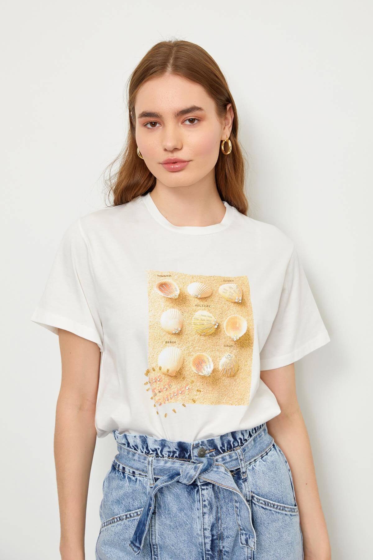 Ekru 2YB2CTS0223 T-SHIRT