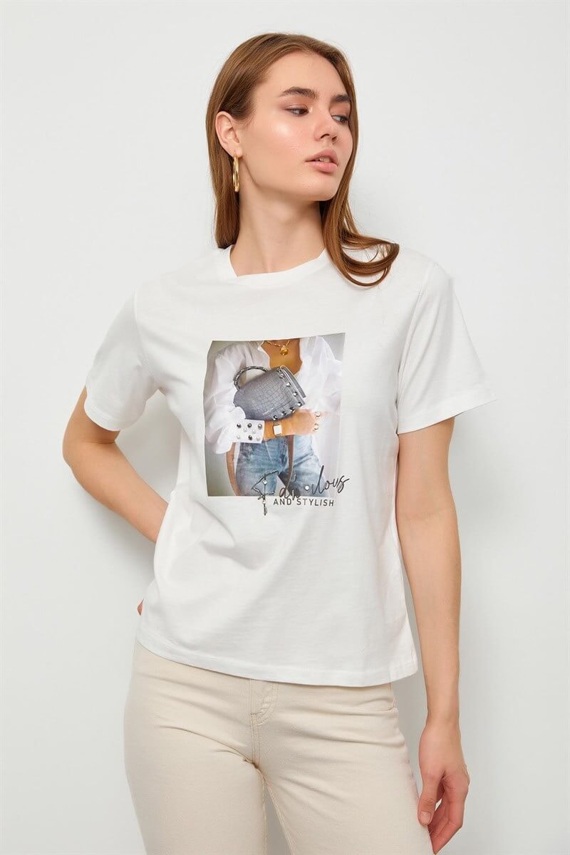 Ekru 2YB2CTS0215 T-SHIRT