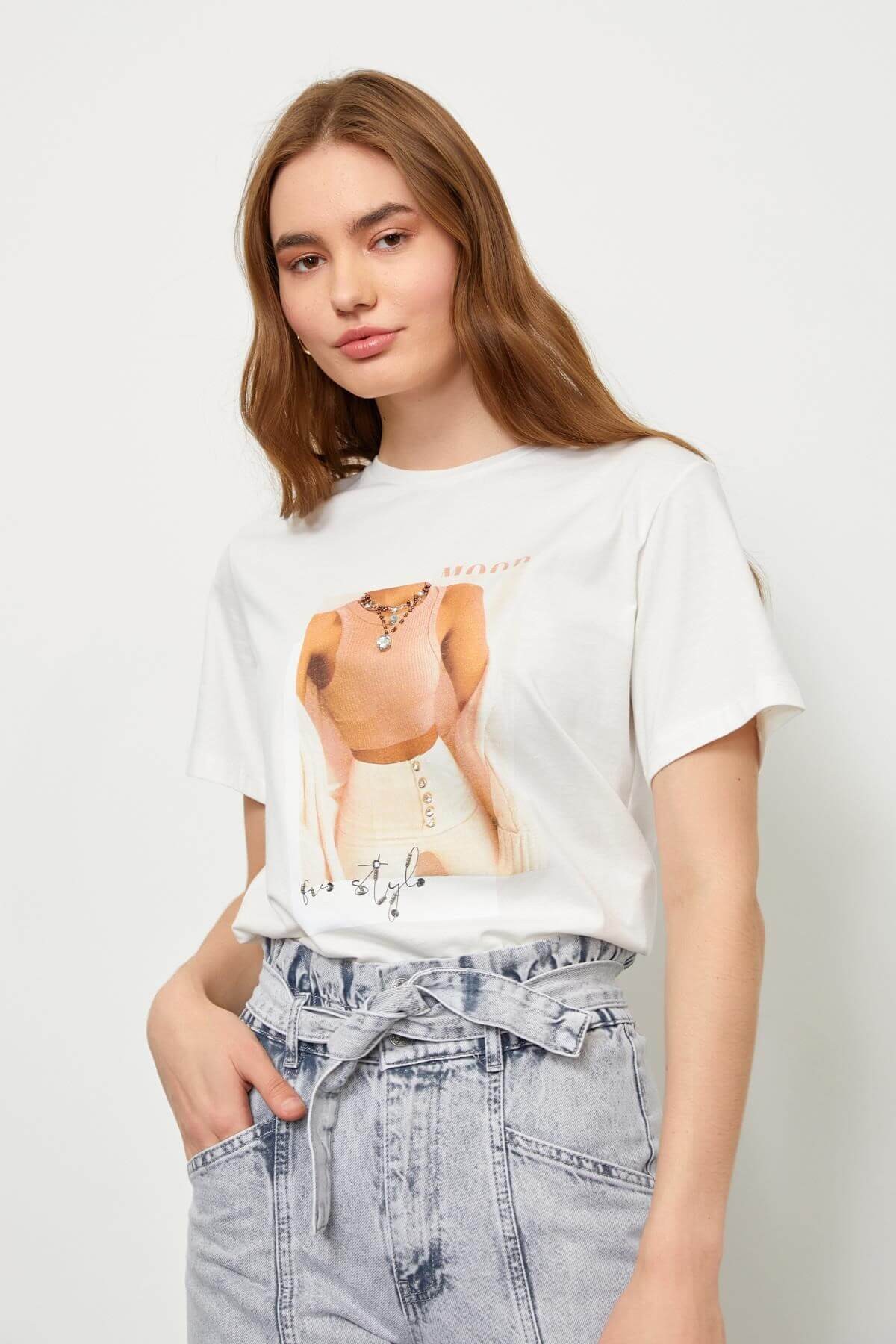 Ekru 2YB2CTS0222 T-SHIRT
