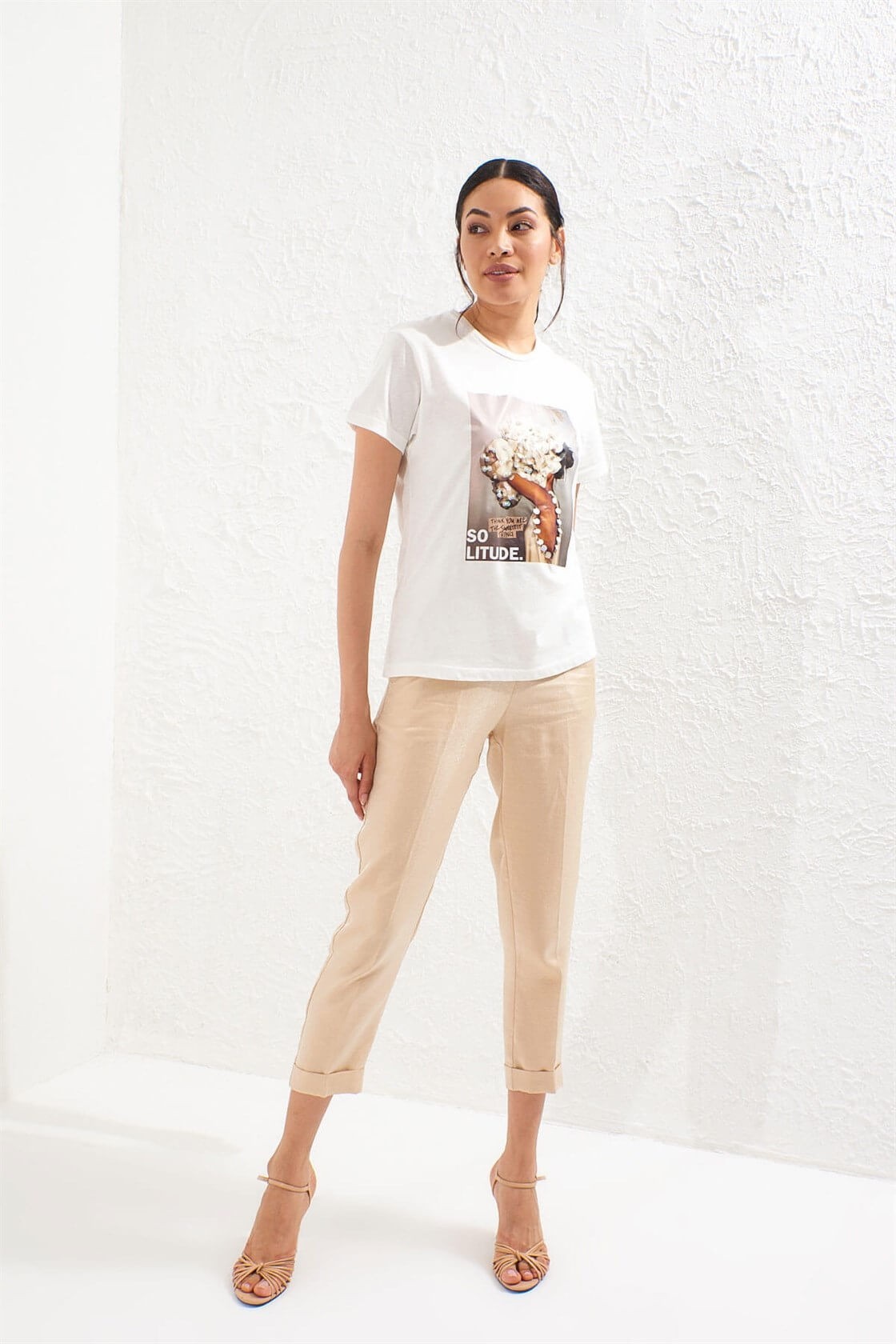Ekru 2YM2CTS0130 T-SHIRT