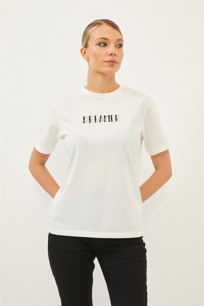 Ekru 2YI2CTS0278 T-SHIRT